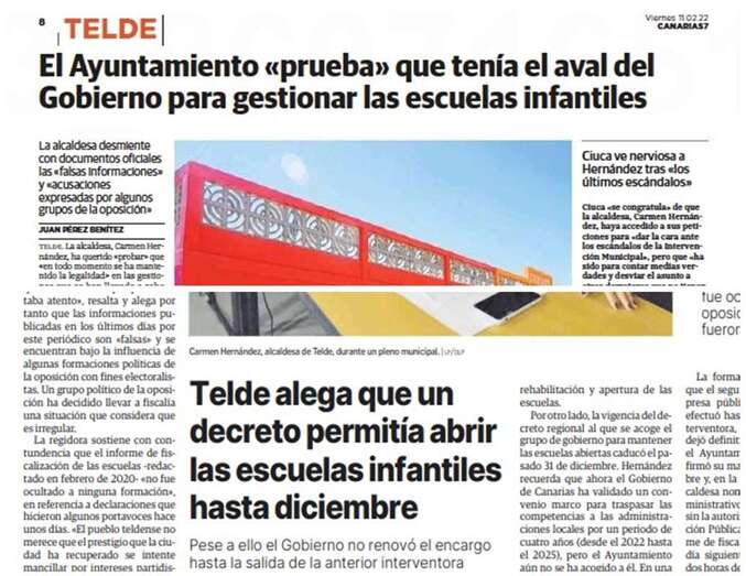 Noticias de Canarias7 y La Provincia-DLP de este viernes sobre Telde/TA.